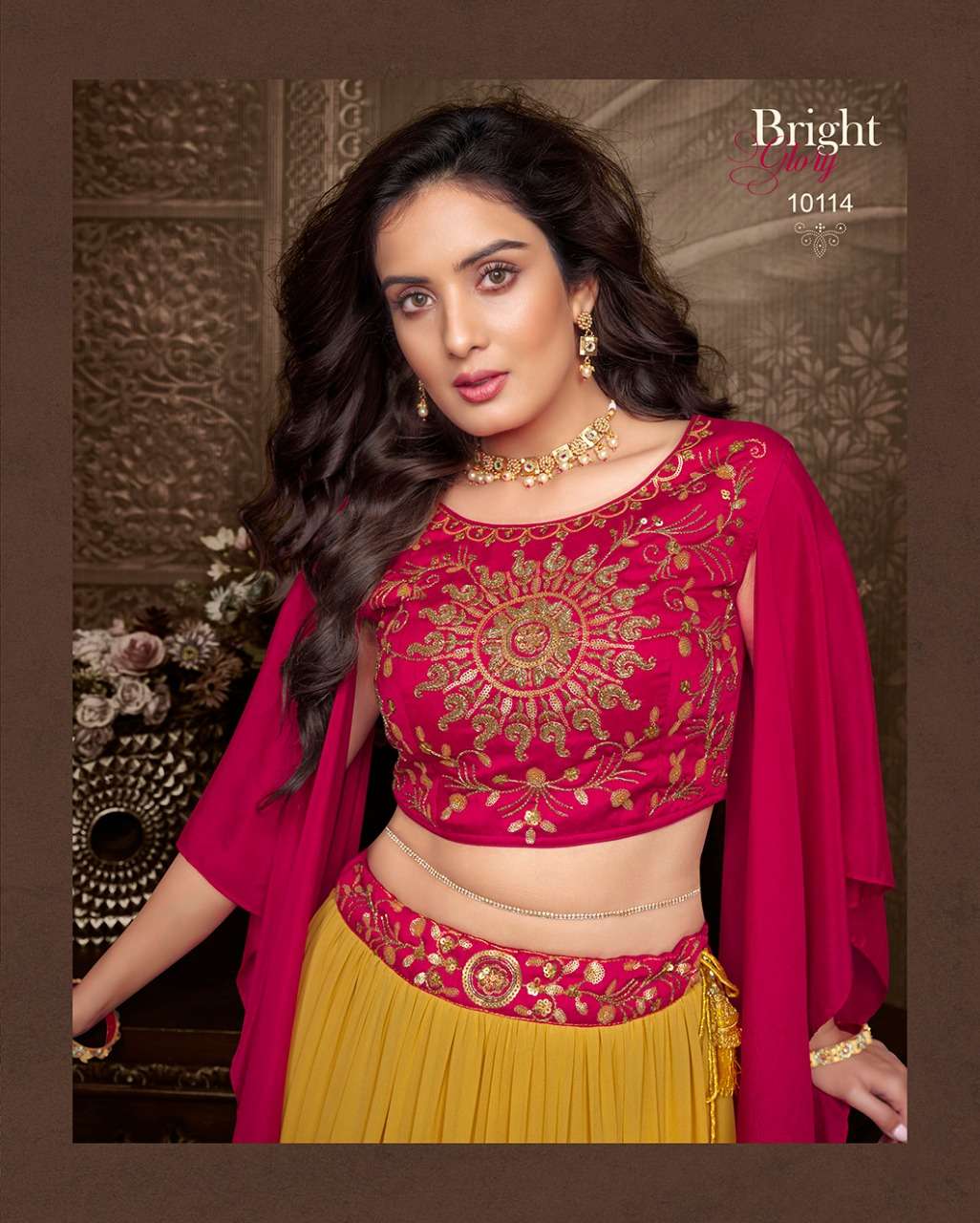 Lily And Lali-tyohar-georgette-handwork-choli-cups-with-inner-georgette-fancy-skirt-attached-dupatta-With Choli-2 Designs-10114-C